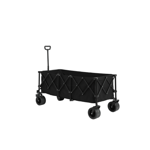 Chariot Pliable XL 300 L Acier Noir, Charge 100 Kg, Roues Tout-terrain, Porte-gobelets