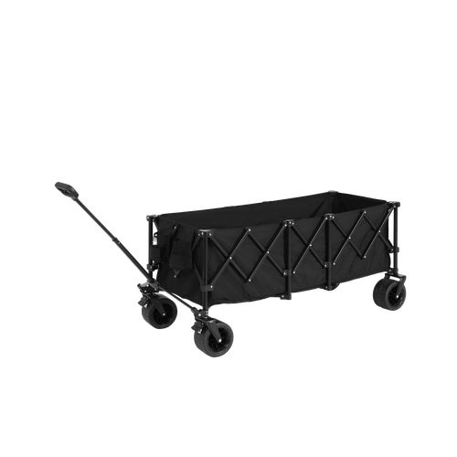 Chariot Pliable XL 300 L Acier Noir, Charge 100 Kg, Roues Tout-terrain, Porte-gobelets