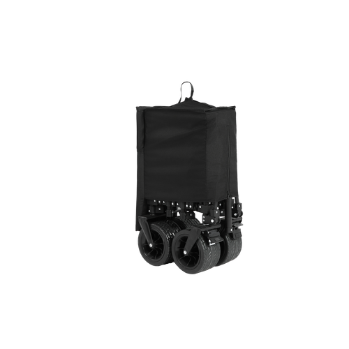 Chariot Pliable XL 300 L Acier Noir, Charge 100 Kg, Roues Tout-terrain, Porte-gobelets