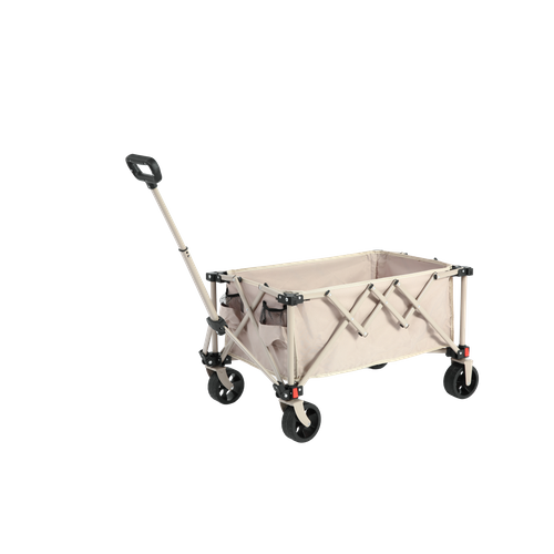 Chariot Pliant Beige 80 L En Acier, Roues Tout-terrain Amovibles, Poignée Réglable
