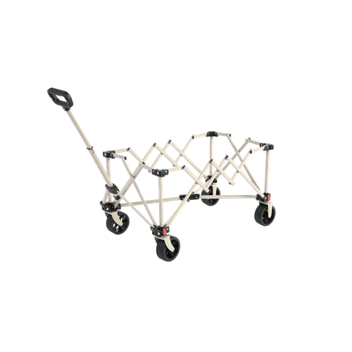 Chariot Pliant Beige 80 L En Acier, Roues Tout-terrain Amovibles, Poignée Réglable
