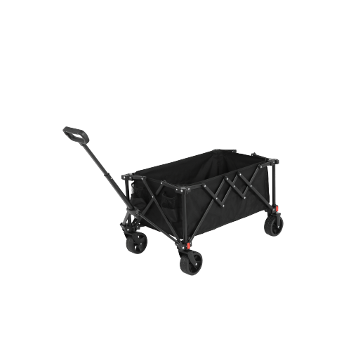 Chariot Pliant Noir Tout-terrain, Structure Acier, 80 L, Charge 60 Kg