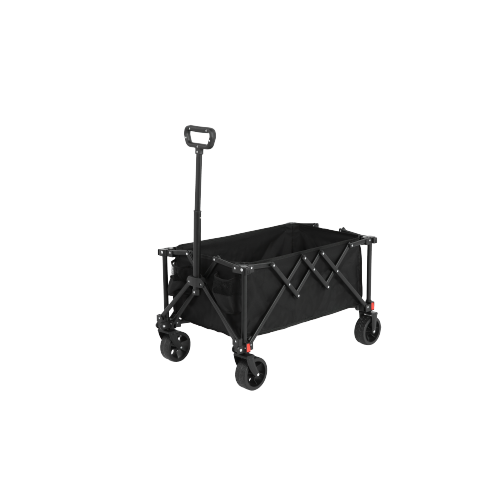 Chariot Pliant Noir Tout-terrain, Structure Acier, 80 L, Charge 60 Kg