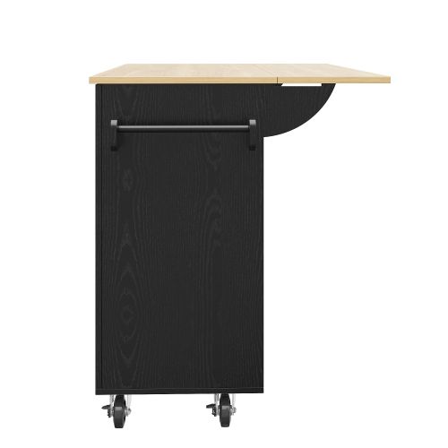 Desserte De Cuisine Avec Table Pliante Et Rangements Extensibles, 2 Tiroirs, Noir