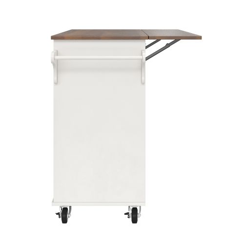 Desserte De Cuisine à Roulettes Avec 2 Tiroirs Et Porte-serviettes, Blanc