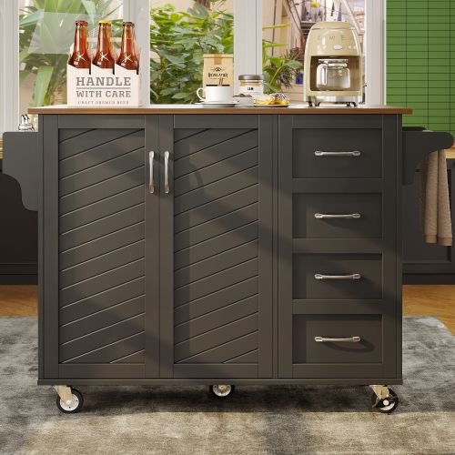 Desserte De Cuisine à Roulettes Avec 2 Tiroirs, Étagères Et Porte-serviettes, Noir