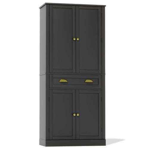 Buffet De Rangement 182 Cm Avec 4 Portes 1 Tiroir, Noir