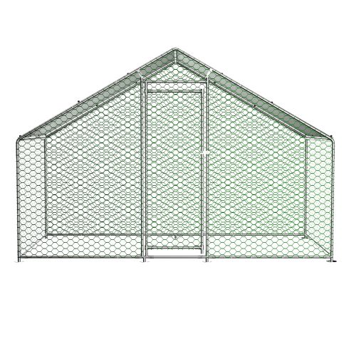 Enclos Poulailler En Métal Galvanisé 3x1,5x2 M Avec Bâche Pe Étanche Uv Et Serrure, Argent
