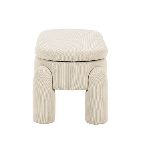 Banc De Rangement Avec Espace De Rangement, Tissu Chenille, Structure En Bois Massif, Beige