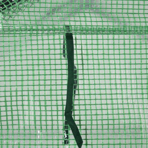 Serre De Jardin Verte Avec Porte Enroulable Et 8 Étagères, Structure Acier Et Bâche Pe