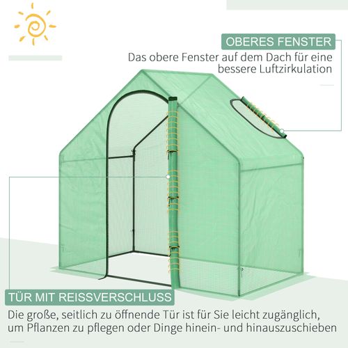 Serre De Jardin Tunnel 180x100x168 Cm Acier Et Pvc Vert Avec Porte Zippée Et Fenêtre