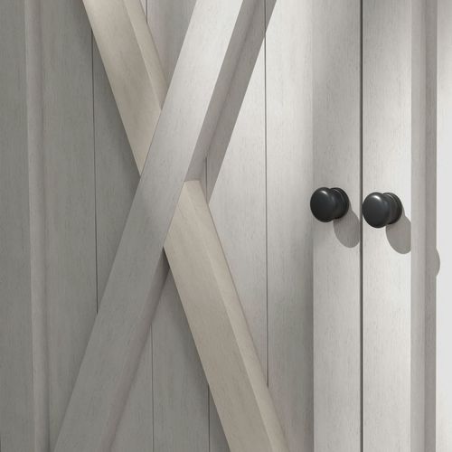 Armoire De Jardin En Bois Gris Clair 110x55x117 Cm 2 Portes Et Étagères, Toit Incliné Asphalté