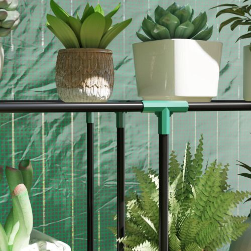 Serre De Balcon 100x40x150 Cm En Acier Avec 3 Étagères Et Porte Enroulable, Verte