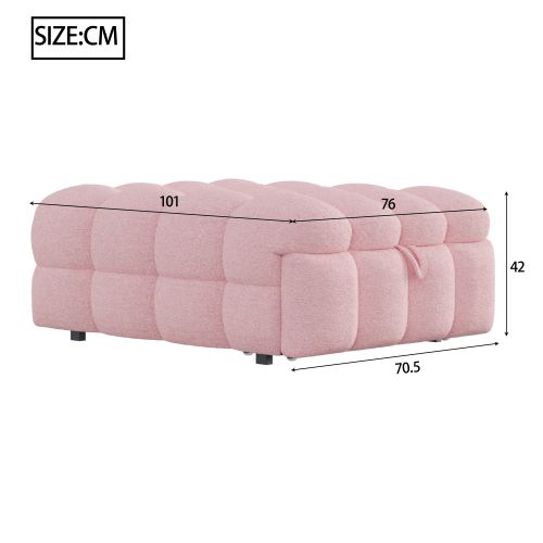 Canapé convertible, 2-en-1 Pouf Et Lit, En Tissu Teddy, Rose