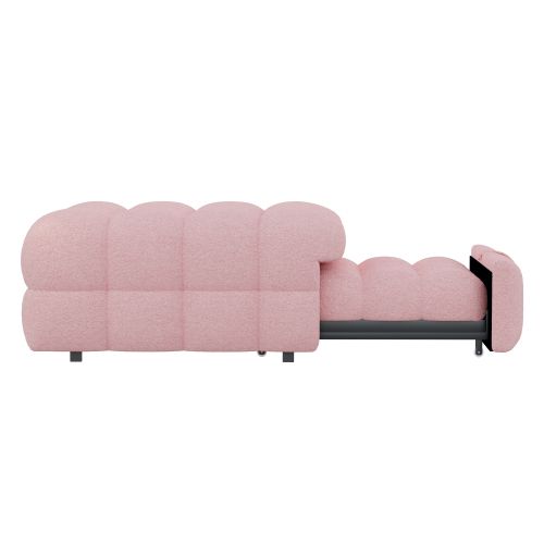 Canapé convertible, 2-en-1 Pouf Et Lit, En Tissu Teddy, Rose