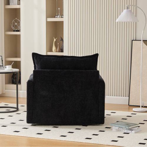 Fauteuil Pivotant 360° En Chenille Avec Accoudoirs Et Coussin