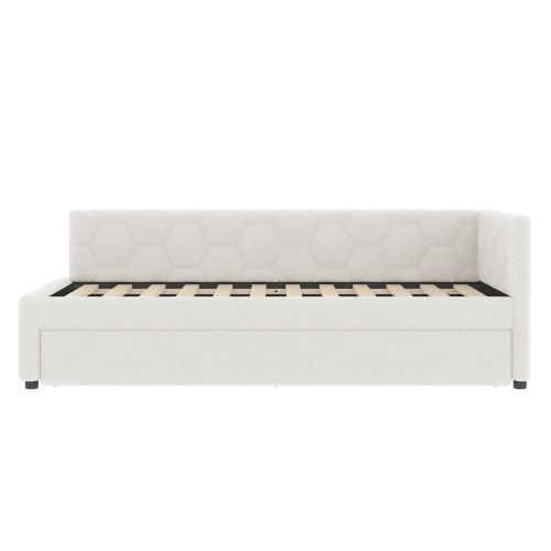 Lit Enfant 90x200 Cm Avec Lit Gigogne Et Ports USB Et Type-c, En Velours, Blanc