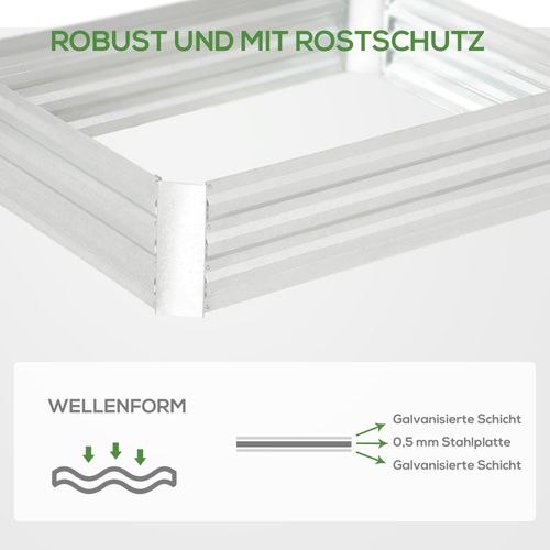 Carré Potager Surélevé En Acier Galvanisé Argent 120x90x30 Cm, Fond Ouvert