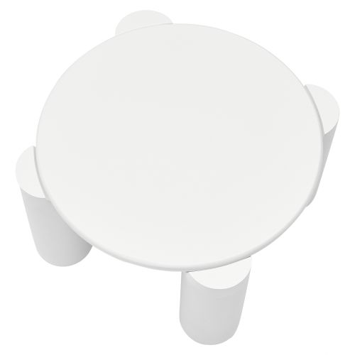 Table Basse Ronde Blanche à 4 Pieds, 70 X 70 X 40 Cm
