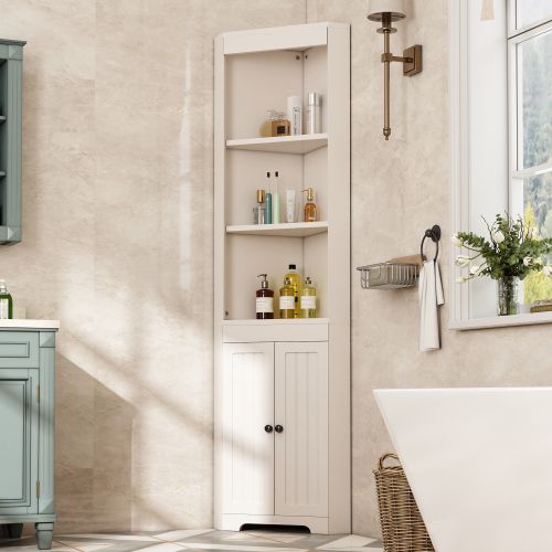 Colonne De Salle De Bain D'angle Blanc 49,5 X 35 X 170 Cm