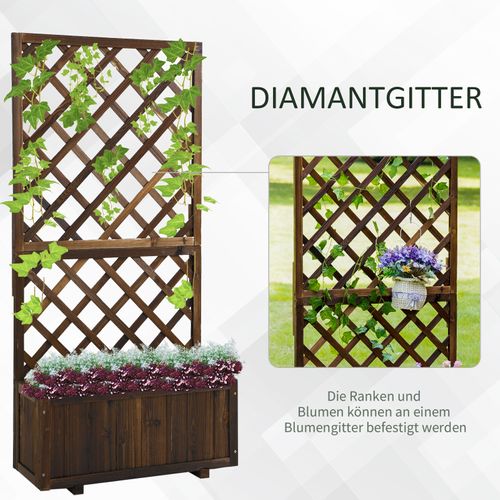 Jardinière Surélevée Avec Treillis En Bois Massif Marron 72,5x31,5x149,5 Cm