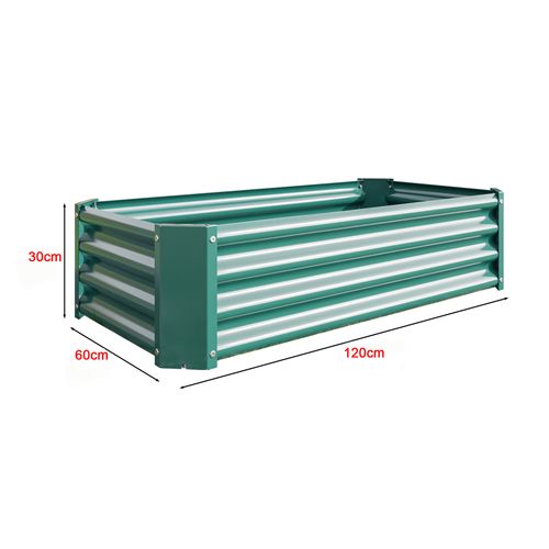 Carré Potager Surélevé En Métal Galvanisé 120x61x30 Cm Vert, Sans Fond