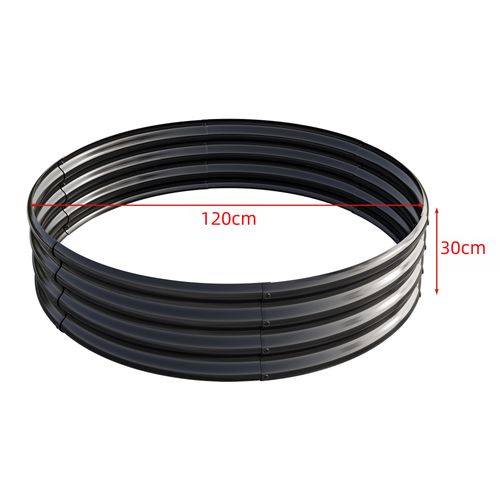 Lot De 2 Bacs Potagers Surélevés Ronds En Acier Galvanisé Noir 2x2x1 Ft