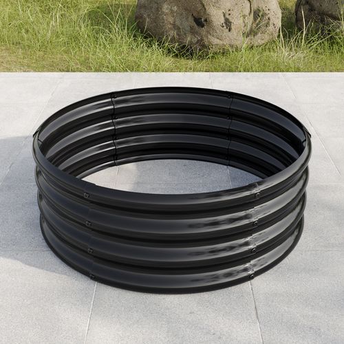 Carré Potager Rond Surélevé En Acier Galvanisé Noir 45x45x30 Cm Pour Jardin Extérieur