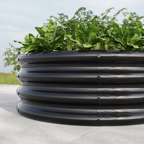 Carré Potager Rond Surélevé En Acier Galvanisé Noir 45x45x30 Cm Pour Jardin Extérieur