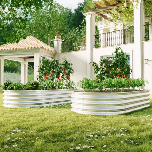 Carré Potager Surélevé En Acier Galvanisé 183x92x31 Cm, Argent