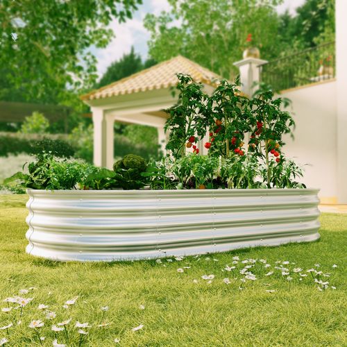 Carré Potager Surélevé En Acier Galvanisé 183x92x31 Cm, Argent