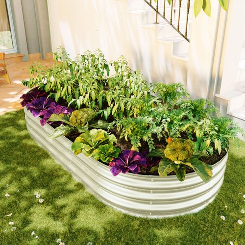 Carré Potager Surélevé En Acier Galvanisé 183x92x31 Cm, Argent