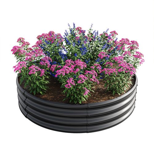 Carré Potager Rond En Acier Galvanisé Noir 60 Cm Pour Jardin Extérieur