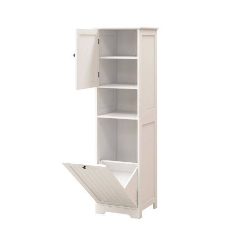 Colonne De Salle De Bain,meuble Trieur à Linge 1 Compartiment 1 Porte Basculante, Blanc