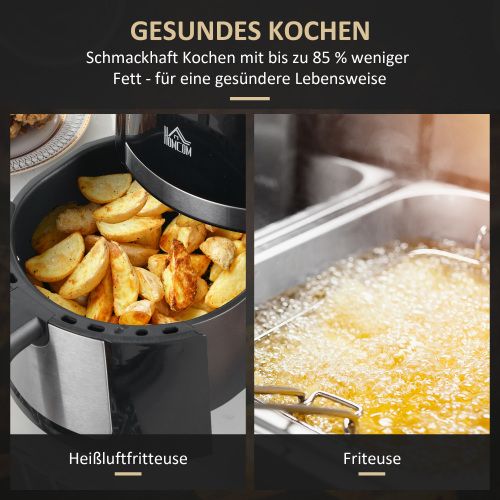 Friteuse à Air Chaud 4 L Avec 12 Programmes, Minuterie,1300 W, Écran Tactile LED, Noir