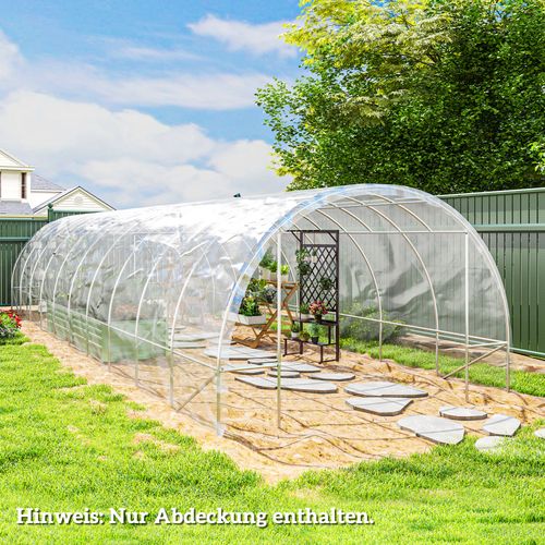 Bâche De Serre Transparente 6 X 10 M En Polypropylène 0,15 Mm, Imperméable Avec Protection Uv