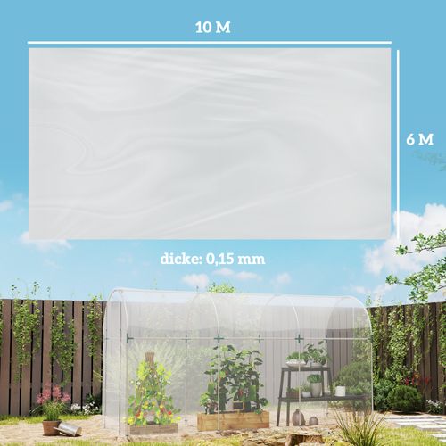 Bâche De Serre Transparente 6 X 10 M En Polypropylène 0,15 Mm, Imperméable Avec Protection Uv
