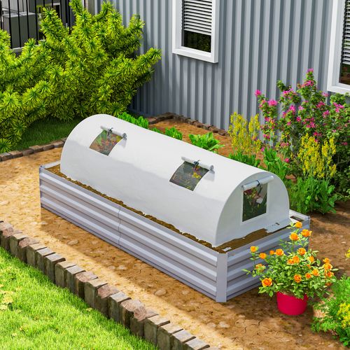 Mini Serre De Jardin 200x80x45 Cm Avec Fenêtres Moustiquaires, Bâche Anti-uv, Toit Arrondi, Blanc