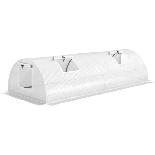Mini Serre De Jardin 200x80x45 Cm Avec Fenêtres Moustiquaires, Bâche Anti-uv, Toit Arrondi, Blanc