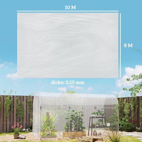 Bâche De Serre Transparente 8 X 10 M En Polypropylène 0,15 Mm, Imperméable Et Anti-uv