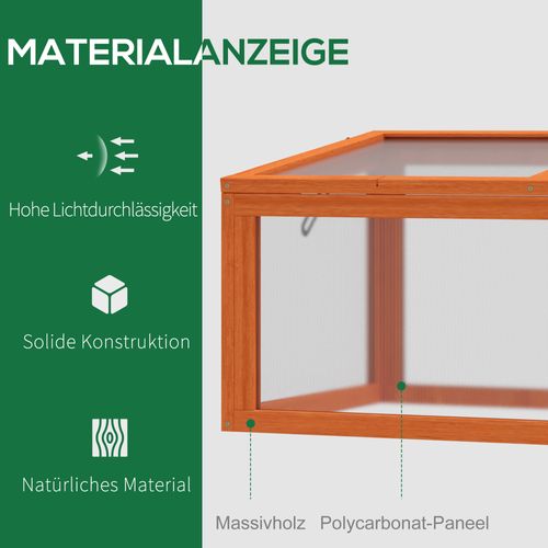 Mini Serre De Jardin En Bois Et Polycarbonate, Toit Ouvrant, Orange