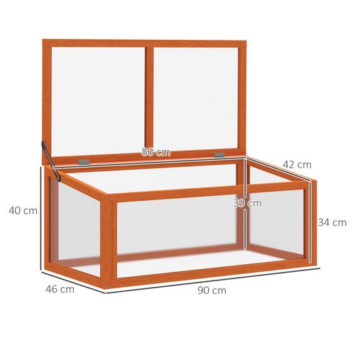Mini Serre De Jardin En Bois Et Polycarbonate, Toit Ouvrant, Orange