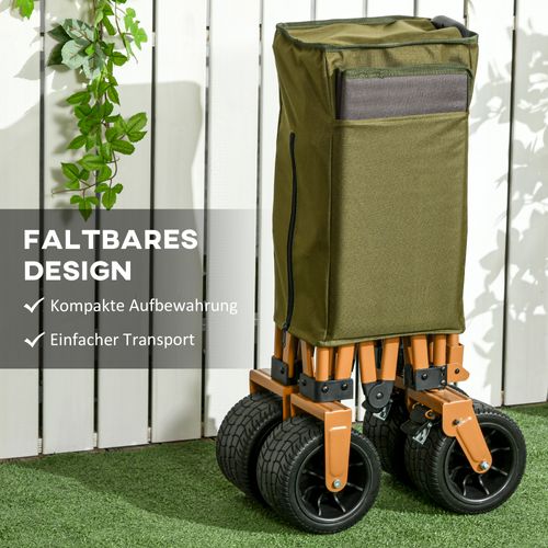 Chariot De Transport Pliable Vert Avec Table Aluminium, Roues Pivotantes Freinées, Charge 120 Kg