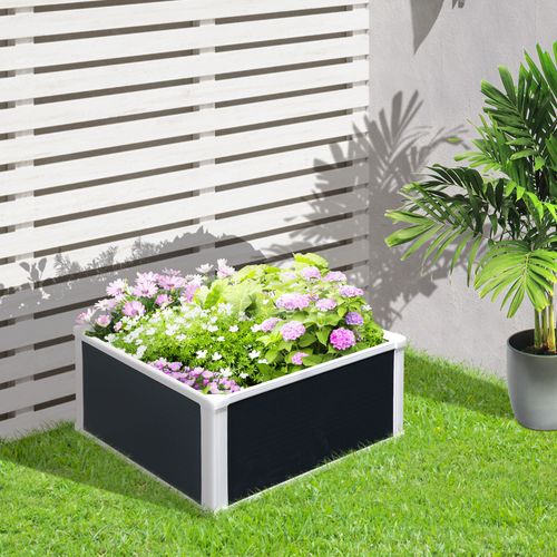 Carré Potager Surélevé 60x60x30 Cm En Plastique Gris Avec Drainage, 96 L
