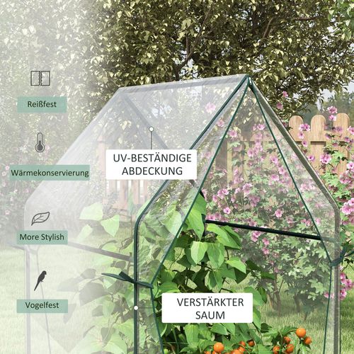 Mini Serre De Jardin 90x90x145 Cm En Pe Transparent, Structure Acier, Double Porte