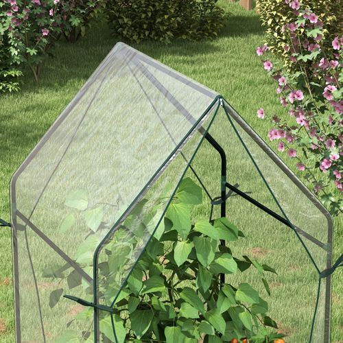 Mini Serre De Jardin 90x90x145 Cm En Pe Transparent, Structure Acier, Double Porte