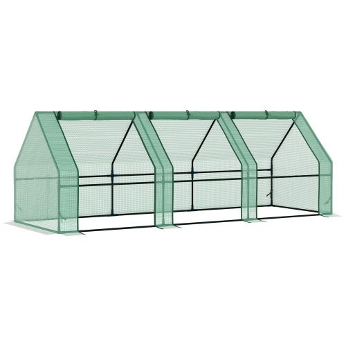 Mini-serre De Jardin 270x90x90 Cm En Acier Avec Housse Pe 140 G/m² Verte
