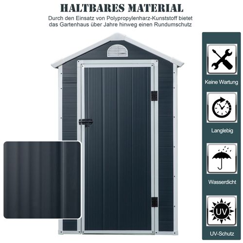 Abri De Jardin Gris En Métal Avec Fenêtre Et Aérations 134x104x204 Cm