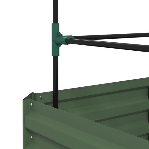 Carré Potager Surélevé En Acier Galvanisé Avec Treillis Tomates, Vert 61x61x140 Cm