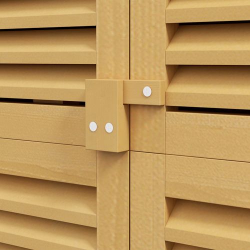 Armoire De Jardin En Bois Jaune 87x46,5x160 Cm, 2 Portes à Lames, Toit Bitumé, 2 Étagères